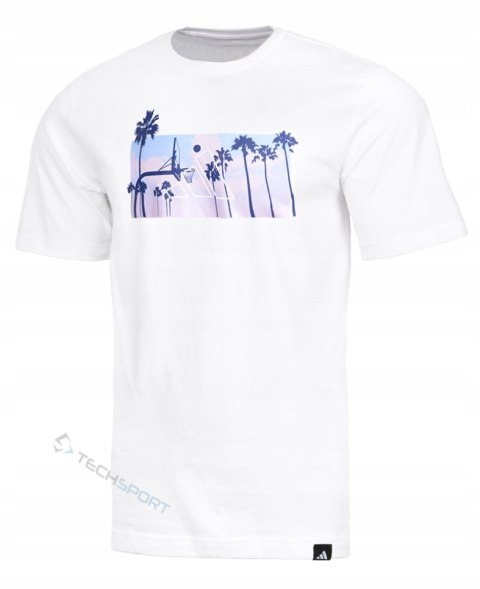 ADIDAS WYGODNA KOSZULKA MĘSKA BAWEŁNIANA T-SHIRT Z WAKACYJNĄ GRAFIKĄ / XXL