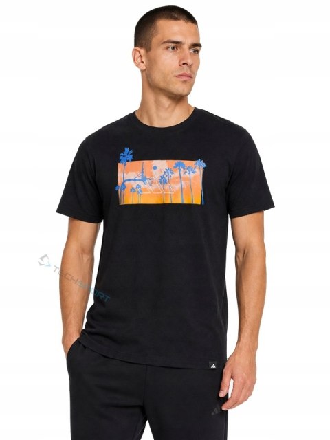 ADIDAS WYGODNA KOSZULKA MĘSKA BAWEŁNIANA T-SHIRT Z WAKACYJNĄ GRAFIKĄ / XL