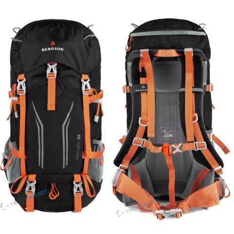 BERGSON TUNNEBO 35L |ODDYCHAJĄCY PLECAK TREKKINGOWY | CZARNO-POMARAŃCZOWY