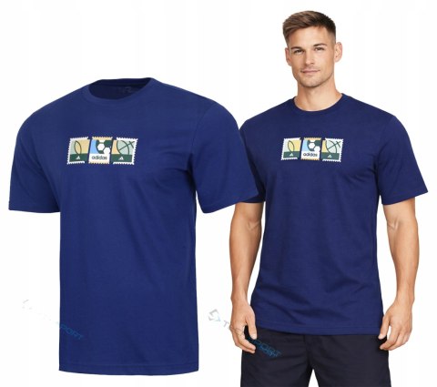 ADIDAS WYGODNA MĘSKA KOSZULKA BAWEŁNIANA Z GRAFIKĄ NA PIERSI / rozm. M