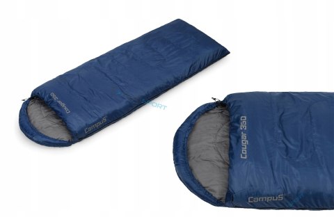 CIEPŁY ŚPIWÓR 2w1 CAMPUS COUGAR 350 -9st KOŁDRA | GRANAT | ZAMEK PRAWY