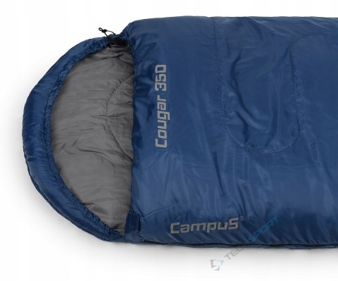 CIEPŁY ŚPIWÓR 2w1 CAMPUS COUGAR 350 -9st KOŁDRA | GRANAT | ZAMEK PRAWY