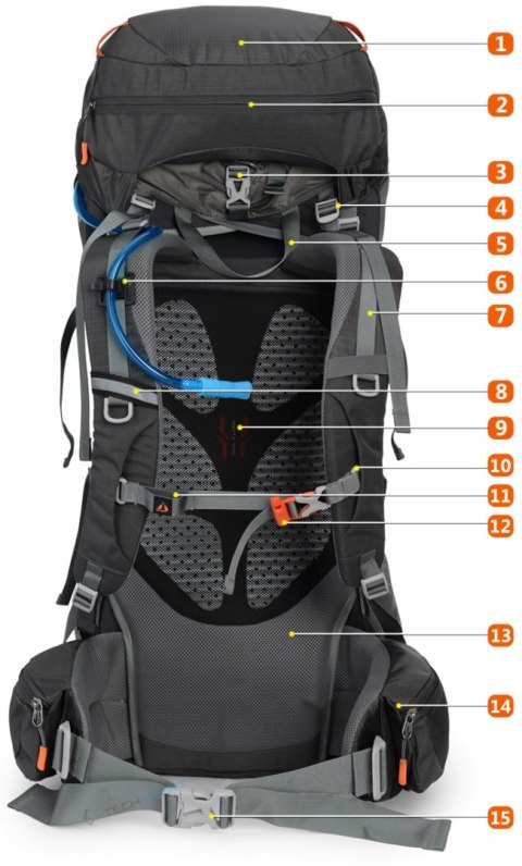 PLECAK TURYSTYCZNY TREKKINGOWY BERGSON MATTERHORN 70L-80L WYPRAWOWY | SZARY