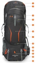 PLECAK TURYSTYCZNY TREKKINGOWY BERGSON MATTERHORN 70L-80L WYPRAWOWY | SZARY