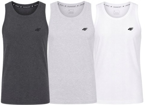 4F ZESTAW 3szt. 3-PAK MĘSKA KOSZULKA NA RAMIĄCZKACH BAWEŁNA / XXXXL 4XL