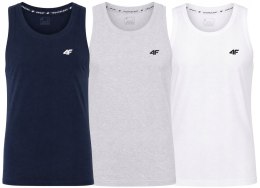 4F ZESTAW 3szt. 3-PAK MĘSKA KOSZULKA NA RAMIĄCZKACH BAWEŁNA / XXXXL 4XL
