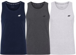4F ZESTAW 3szt. 3-PAK MĘSKA KOSZULKA NA RAMIĄCZKACH BAWEŁNA / XXXXXL 5XL