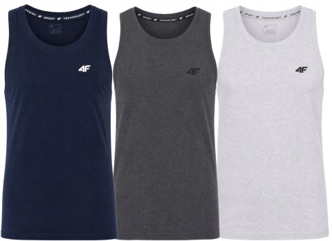 4F ZESTAW 3szt. 3-PAK MĘSKA KOSZULKA NA RAMIĄCZKACH BAWEŁNA / XXXXXL 5XL