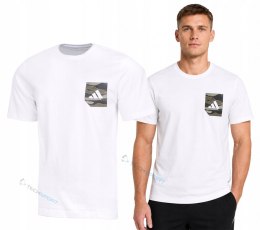 ADIDAS WYGODNA MĘSKA KOSZULKA BAWEŁNIANA Z KIESZONKĄ NA PIERSI / rozm. L