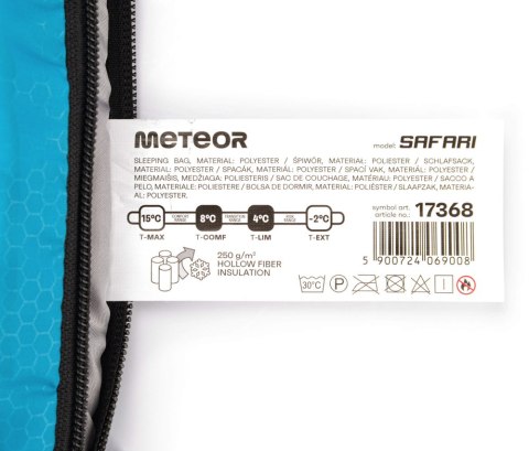 METEOR SAFARI- ŚPIWÓR TURYSTYCZNY 2w1 KOŁDRA Z KAPTUREM DO -2°C | NIEBIESKI