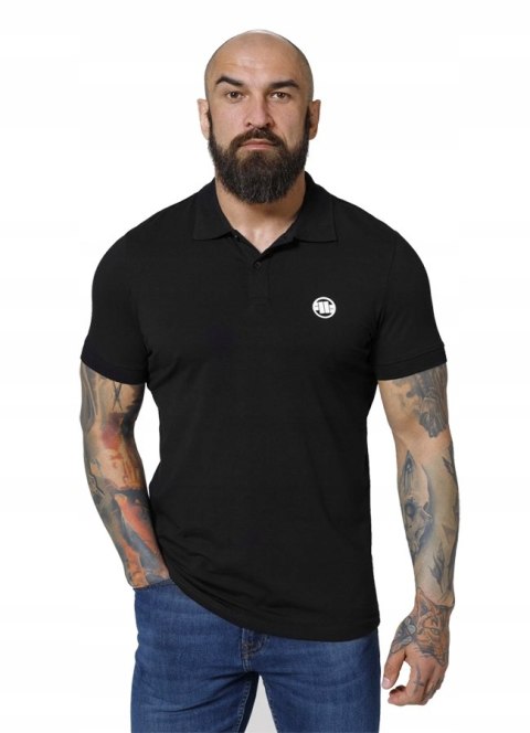 PITBULL MĘSKA KOSZULKA POLO BAWEŁNIANA KLASYCZNA MAŁE LOGO CZARNA SLIM FIT