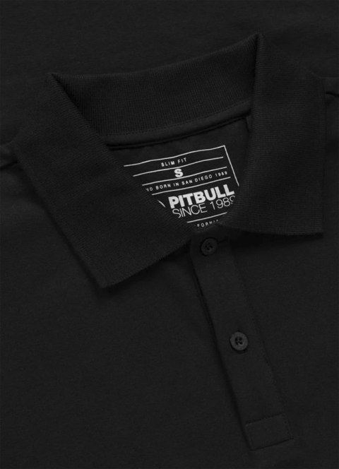 PITBULL MĘSKA KOSZULKA POLO BAWEŁNIANA KLASYCZNA MAŁE LOGO CZARNA SLIM FIT