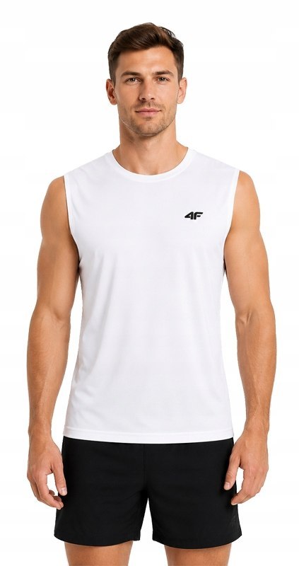 4F MĘSKA KOSZULKA BEZRĘKAWNIK BAWEŁNA / rozm XXXXL 4XL