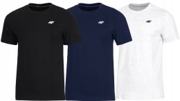 4F ZESTAW 3szt. 3-PAK MĘSKA KOSZULKA T-SHIRT 100% BAWEŁNA / rozm L