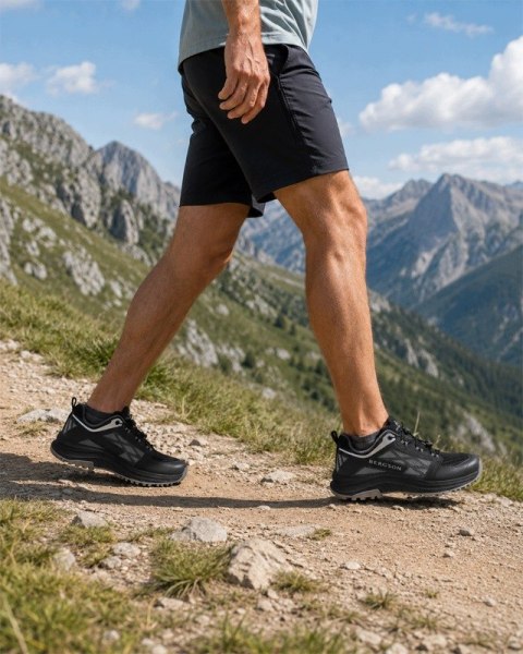 BERGSON TSAVO- MĘSKIE WZMOCNIONE BUTY SPORTOWE TURYSTYCZNE CZARNE roz. 43