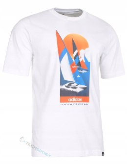 ADIDAS WYGODNA KOSZULKA MĘSKA T-SHIRT 100% BAWEŁNA GRAFIKA WAKACYJNA / L