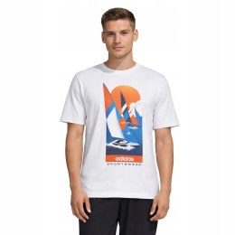 ADIDAS WYGODNA KOSZULKA MĘSKA T-SHIRT 100% BAWEŁNA GRAFIKA WAKACYJNA / L