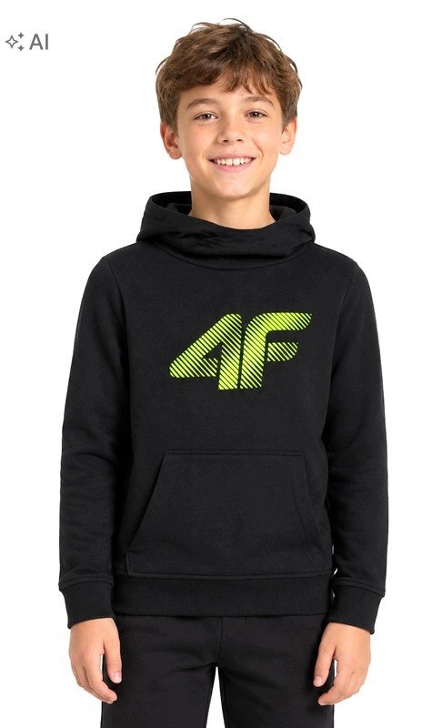 4F CHŁOPIĘCA JUNIORSKA BLUZA KANGURKA Z KAPTUREM / rozm 134