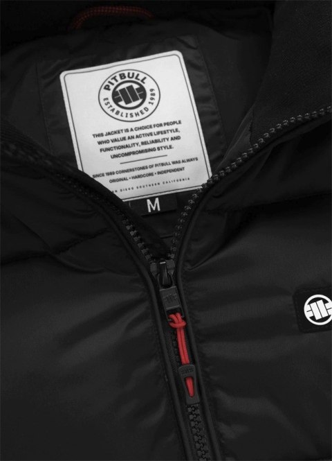 PITBULL MOCNO OCIEPLONA KURTKA ZIMOWA MĘSKA Z ODPINANYM KAPTUREM CZARNA 3XL