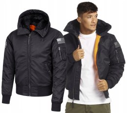 PITBULL OCIEPLANA KURTKA MĘSKA ZIMOWA BOMBERKA Z KAPTUREM CZARNA / 3XL