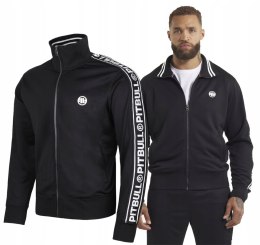 PITBULL MĘSKA BLUZA ROZPINANA ZE STÓJKĄ TAPE LOGO CZARNA | Z LAMPASAMI | S