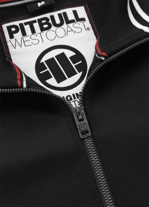 PITBULL MĘSKA BLUZA ROZPINANA ZE STÓJKĄ TAPE LOGO CZARNA | Z LAMPASAMI | S